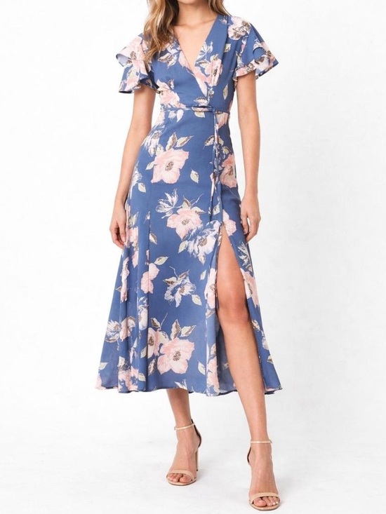 French Connection Dresses & Skirts - French connection Blue Maxi Dress with Pink & White Blooms